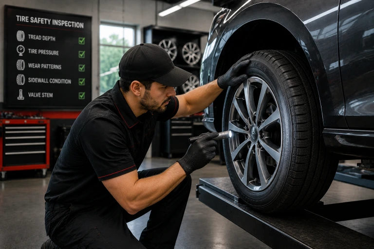 AA Mobile Tyre technician working on a wheel